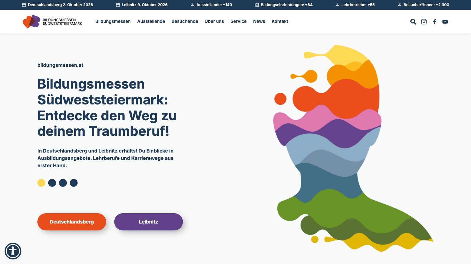 Von uns gebaute Website der Bildungsmessen Südweststeiermark