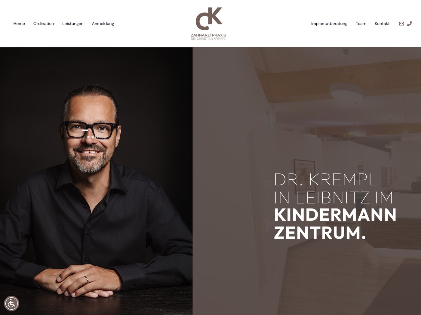 Von uns gebaute Website der Zahnarztpraxis Dr. Krempl in Leibnitz