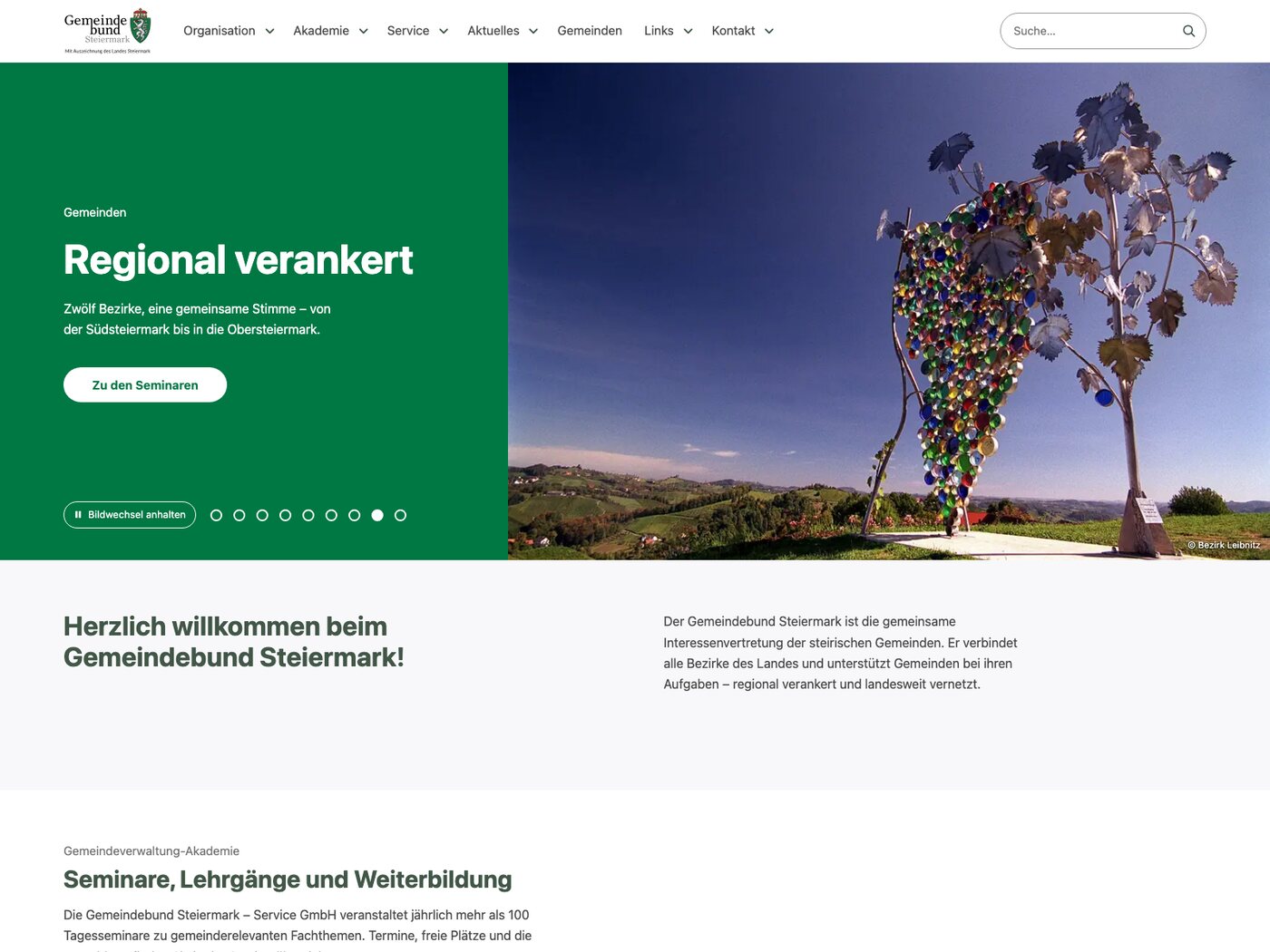 Von uns gebaute Website des Gemeindebunds Steiermark
