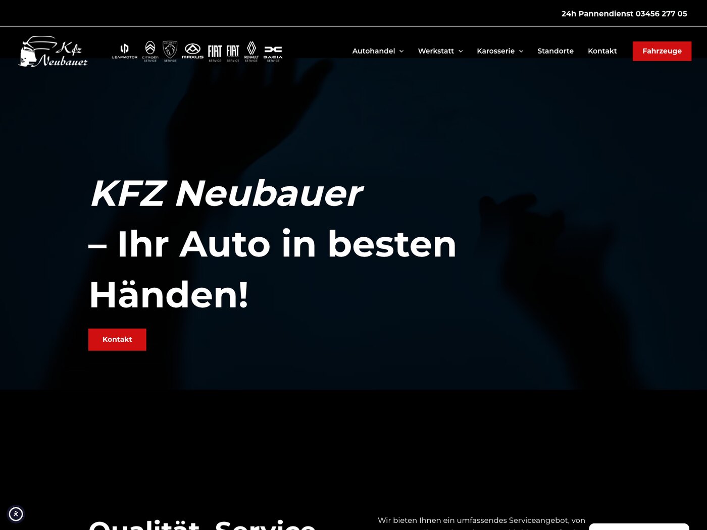 Die Website des Autohauses KFZ Neubauer
