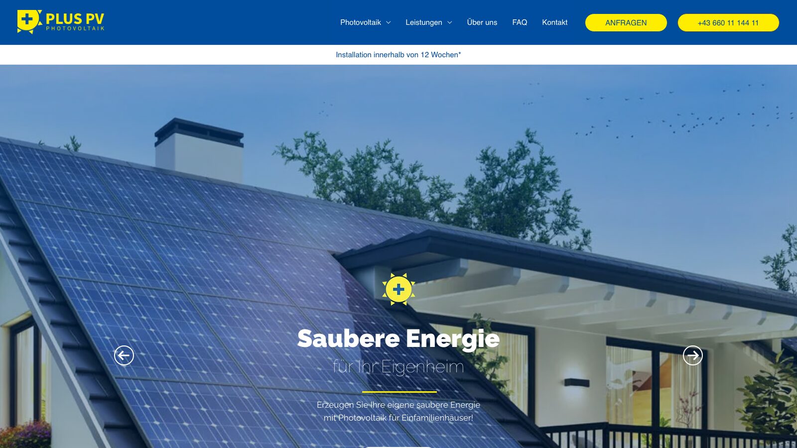 Von uns gebaute Website eines Photovoltaik-Betriebs