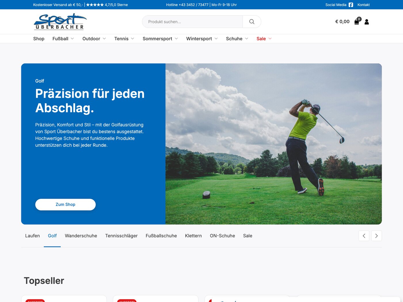 Der Onlineshop von Sport Überbacher
