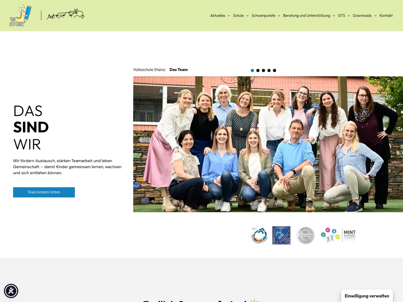 Von uns gebaute Website der Volksschule Stainz